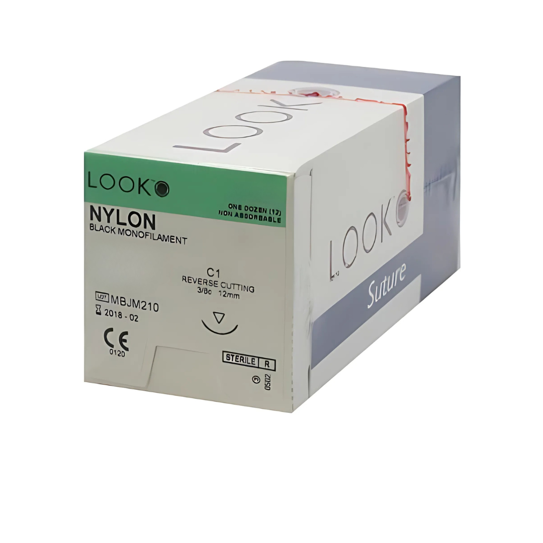 Look 1276B Nylon Black Monofilament Reverse Cutting Sutures C1 7/0 18 Look 1276B Nylon Black Monofilament Reverse Cutting Sutures C1 7/0 18